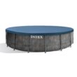 Intex 15-ft x 15-ft x 48-in Metal frame Round Above-Ground Pool with Filter Pump with Ground Cloth with Pool Cover with Ladder