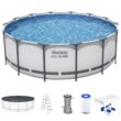 Bestway Multicolor LED Waterfall and 14 Feetx48 Inches Round Above Ground Swimming Pool Set