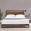 Zinus Queen Chestnut Brown Metal Platform Bed with Headboard