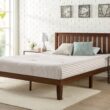 Zinus King Antique Espresso Wood Platform Bed with Headboard