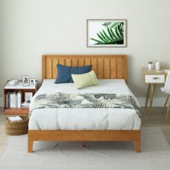 Zinus Twin Rustic Pine Wood Platform Bed with Headboard