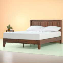 Zinus Full Antique Espresso Wood Platform Bed with Headboard