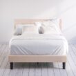 Zinus Queen Beige Metal Tufted Platform Bed with Headboard