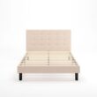 Zinus Queen Beige Metal Tufted Platform Bed with Headboard