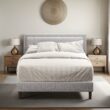 Zinus King Light Gray Tufted Bed Frame with Headboard