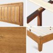 Zinus King Rustic Pine Wood Platform Bed with Headboard
