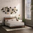 Zinus King Chestnut Brown Metal Platform Bed with Headboard
