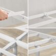 Zinus Queen White Metal Platform Bed with Headboard