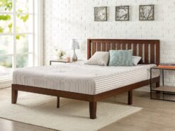 Zinus Queen Antique Espresso Wood Platform Bed with Headboard