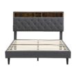 GZMR King Dark Gray Bed Frame Storage with Headboard