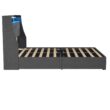 GZMR Queen Gray Metal Bed Frame Storage with Headboard