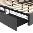 GZMR Queen Gray Metal Bed Frame Storage with Headboard