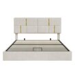 GZMR Queen Beige Platform Bed Storage with Headboard
