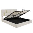 GZMR Queen Beige Platform Bed Storage with Headboard