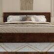 AFI King Walnut Wood Platform Bed Storage with Headboard