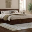 AFI King Walnut Wood Platform Bed Storage with Headboard