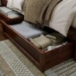 AFI King Walnut Wood Platform Bed Storage with Headboard