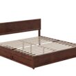 AFI King Walnut Wood Platform Bed Storage with Headboard
