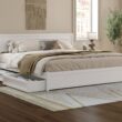 AFI King White Wood Platform Bed Storage with Headboard