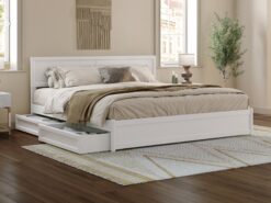 AFI King White Wood Platform Bed Storage with Headboard