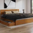AFI King Light Toffee Wood Platform Bed Storage with Headboard