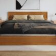 AFI King Light Toffee Wood Platform Bed Storage with Headboard