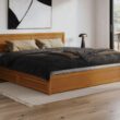 AFI King Light Toffee Wood Platform Bed Storage with Headboard