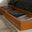 AFI King Light Toffee Wood Platform Bed Storage with Headboard