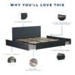 GZMR King Navy Bed Frame Storage with Headboard