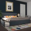GZMR King Navy Bed Frame Storage with Headboard