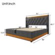 SINOFURN King Gray Tufted Bed Frame Storage with Headboard