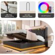 SINOFURN King Gray Tufted Bed Frame Storage with Headboard