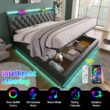 SINOFURN King Black Tufted Bed Frame Storage with Headboard