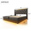 SINOFURN King Black Tufted Bed Frame Storage with Headboard