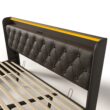 SINOFURN King Black Tufted Bed Frame Storage with Headboard