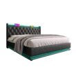 SINOFURN Queen Black Tufted Bed Frame Storage with Headboard