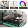 SINOFURN Queen Black Tufted Bed Frame Storage with Headboard