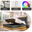 SINOFURN Queen Gray Tufted Bed Frame Storage with Headboard