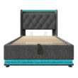 SINOFURN Twin Gray Tufted Bed Frame Storage with Headboard
