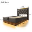 SINOFURN Twin Black Tufted Bed Frame Storage with Headboard