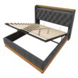 SINOFURN Full Gray Tufted Bed Frame Storage with Headboard