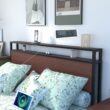 GZMR King Brown Metal Bed Frame Storage with Headboard