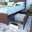 GZMR King Brown Metal Bed Frame Storage with Headboard