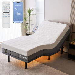 Renanim SF Twin XL Adjustable Bed with Mattress - 10-inch Cooling Gel Hybrid Mattress - Massage - Zero Gravity Electric Bed