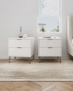 Manhattan Comfort White 2 -Drawer 20.07-in W x 21.65-in H Modern Nightstand