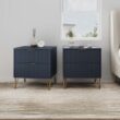 Manhattan Comfort Midnight Blue 2 -Drawer 20.07-in W x 21.65-in H Modern Nightstand