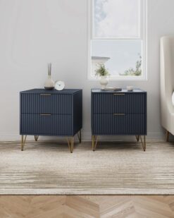 Manhattan Comfort Midnight Blue 2 -Drawer 20.07-in W x 21.65-in H Modern Nightstand