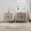 Manhattan Comfort White and Rustic Grey 2 -Drawer 40.14-in W x 21.65-in H Modern Nightstand