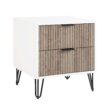 Manhattan Comfort White and Rustic Grey 2 -Drawer 40.14-in W x 21.65-in H Modern Nightstand