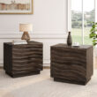 LUXEYARD Solid Wood Nightstands Set of 2 Bedside Table with 2 Drawers No Handles Sofa End Table for Living Room Bedrooms Brown
